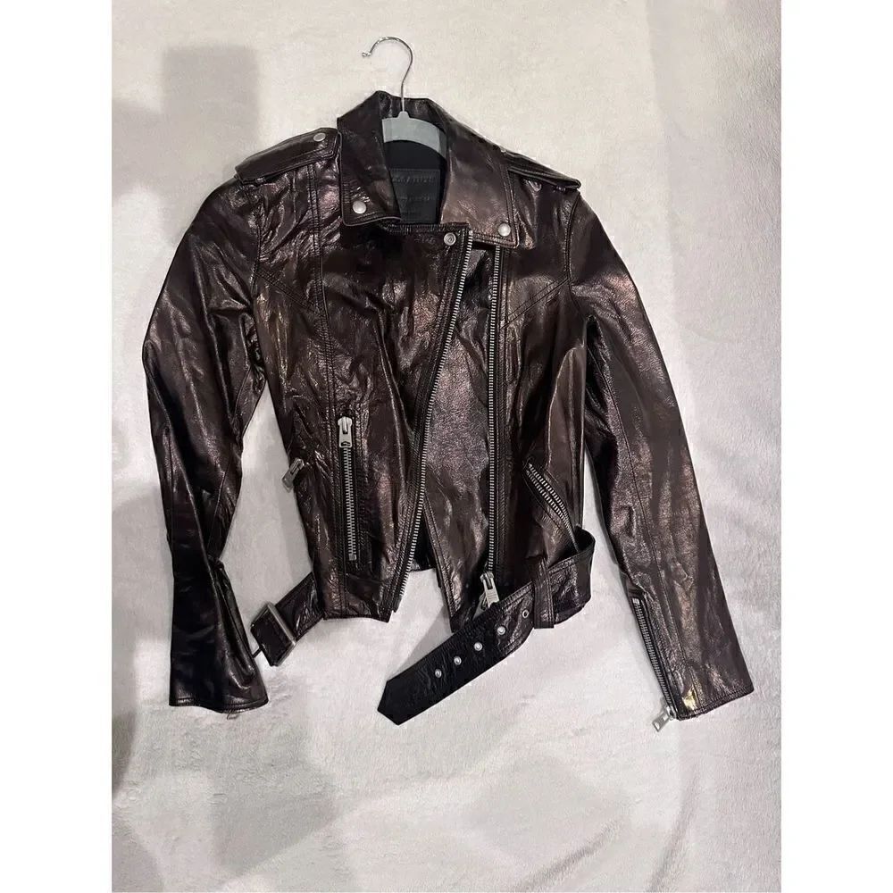 All Saints shiny motor biker jacket women’s size 2